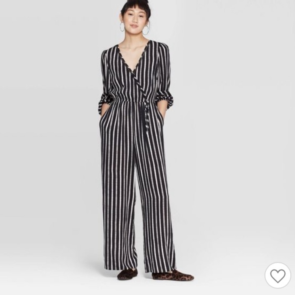 Black and white striped jumpsuit